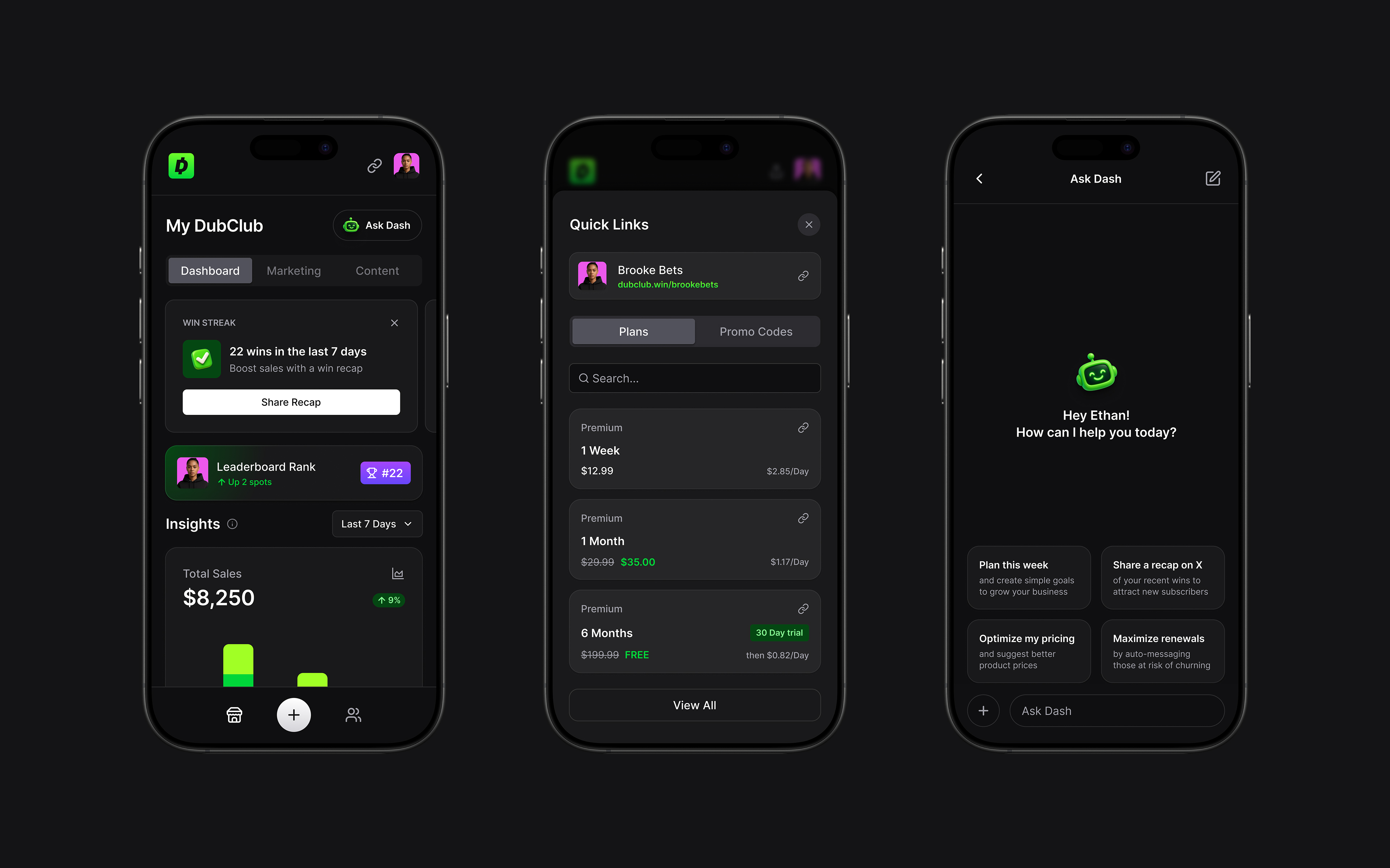 Easy access to daily actions like creating and sharing promo codes, managing offers, and more.